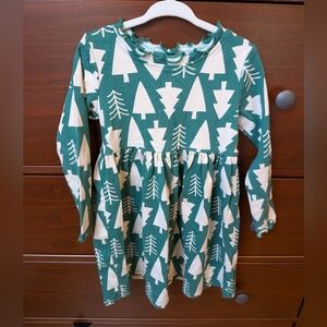 Hanna Andersson Christmas Tree Dress Ruffle Size 4 Green White